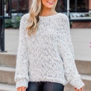 Pink Lily Whisper Your Dreams Grey Sweater